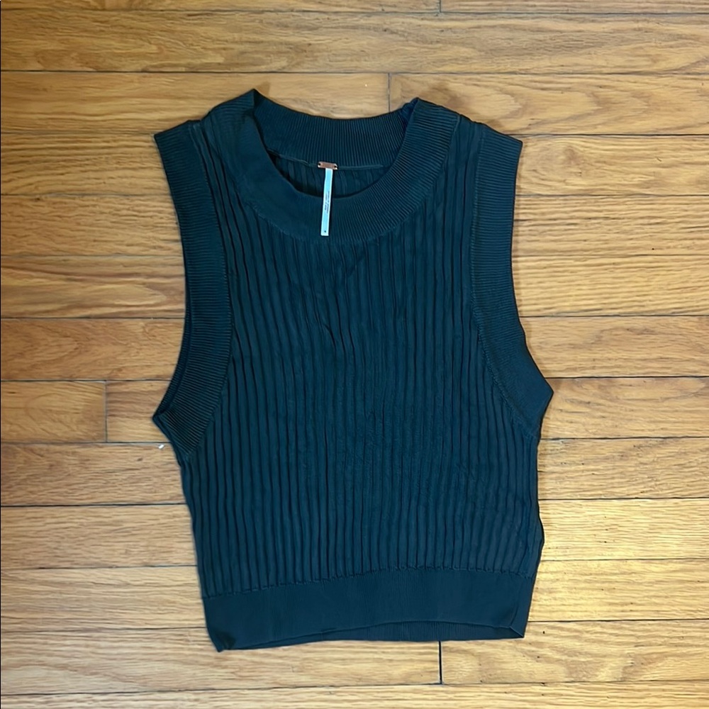 Free People Sleeveless Green Ribbed Top